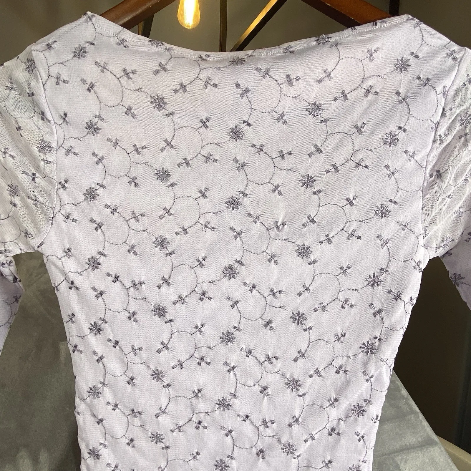 FULL TILT Babydoll Top XS Coquette Romantic Y2K Floral 90 Ribbed Purple Knit New - Image 6