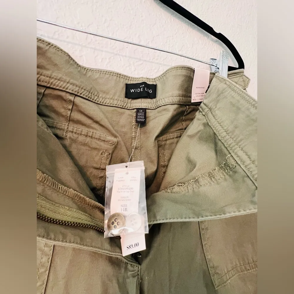 White House Black Market Wide Leg Crop Pants Women’S GREEN Sz 14R NWT #255 - Image 10