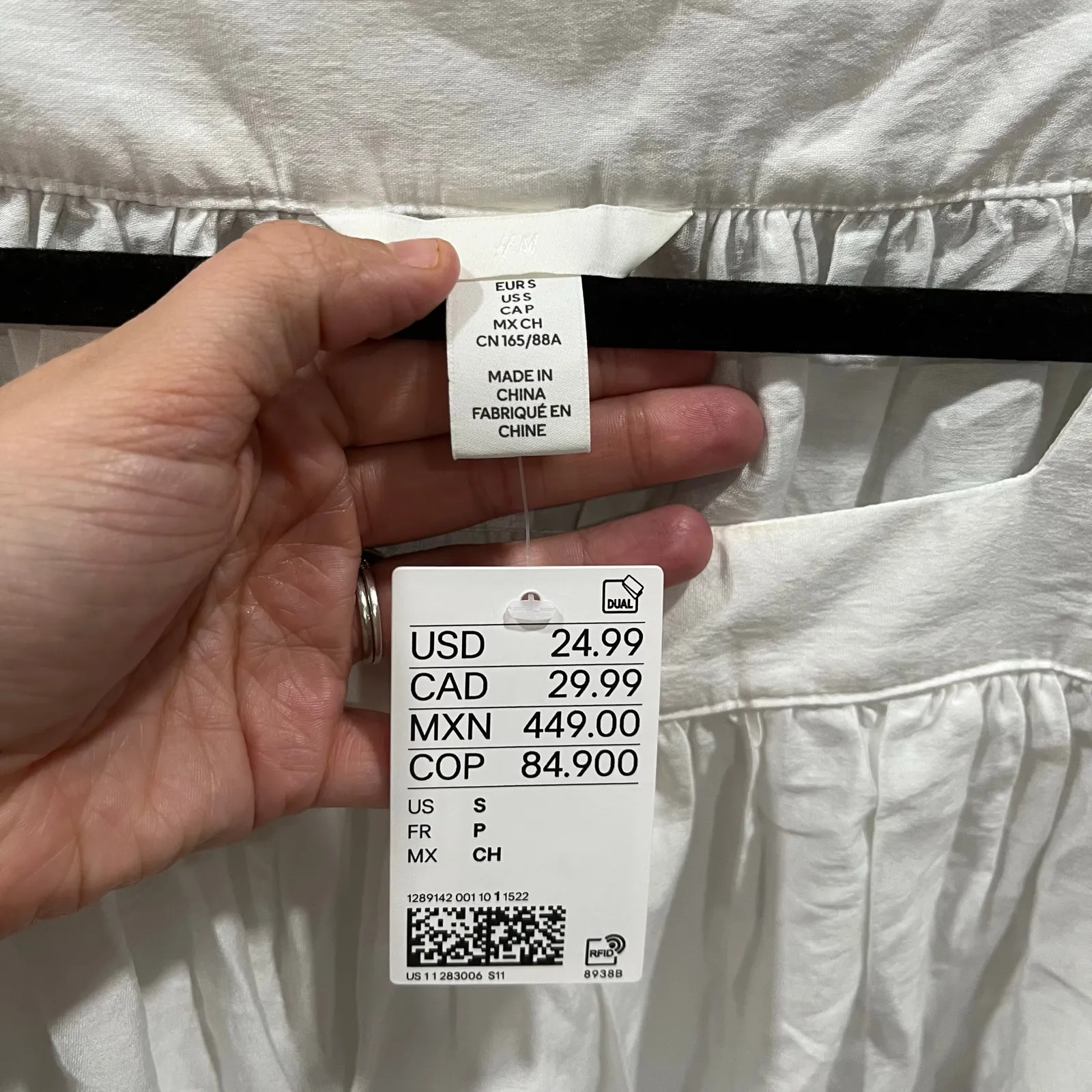 New H&M White Square Neck Peasant Flowy Pirate Top Womens Size Small Renaissance - Image 2