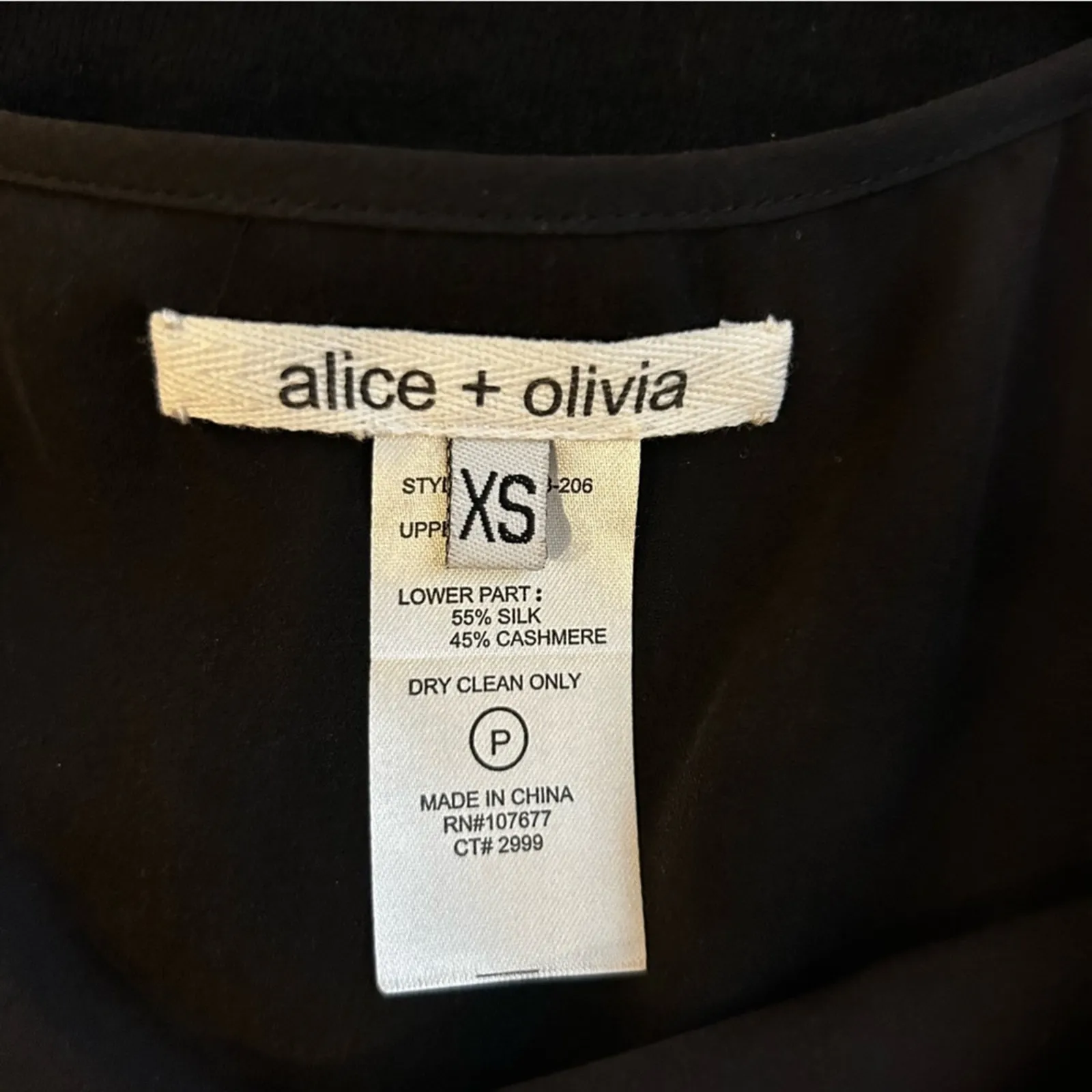 Alice + Olivia Black Silk Cashmere Short Puff Sleeve Mini Dress Size XS - Image 4