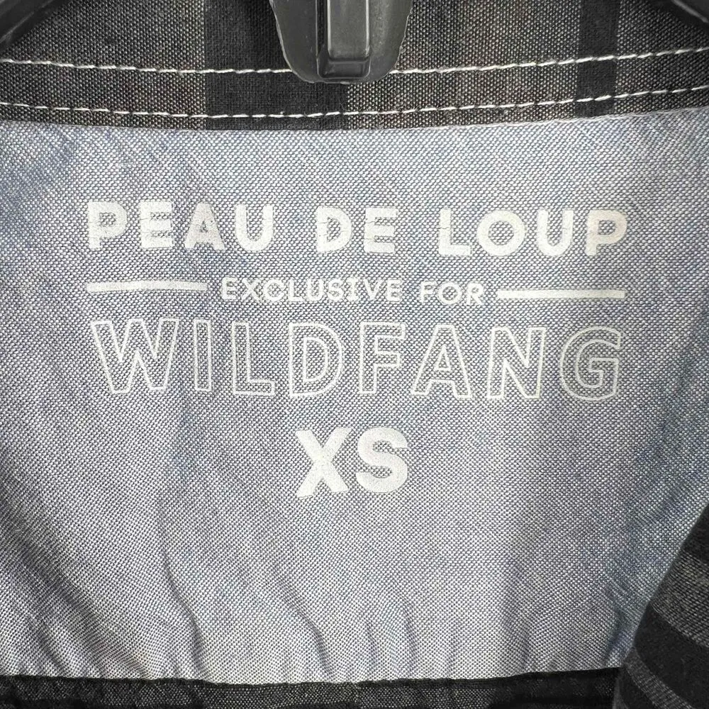 Peau De Loup x Wildfang Gray Black Striped Contrast Stitching Button Up Women XS - Image 5