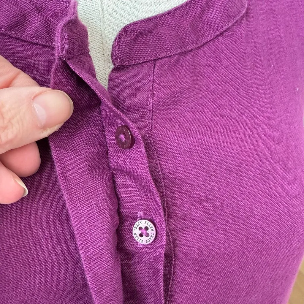 Ellen Tracy 100% Linen Plum Purple Sleeveless Shirt L - Image 6