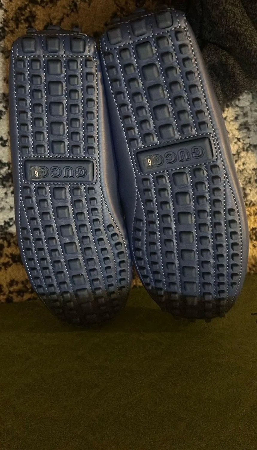 Gucci Driver Interlocking G Moccasin Leather Washed Indigo Loafer size 6 - Image 7