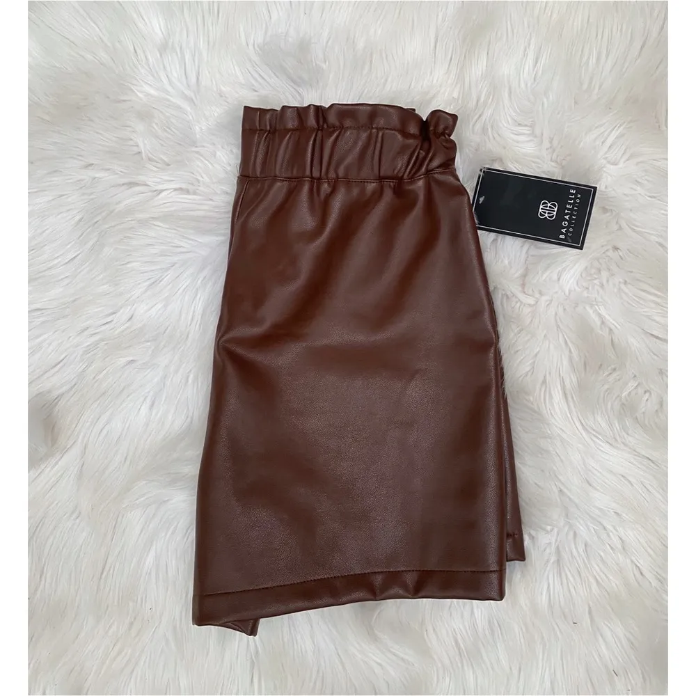 NWT Bagatelle Brown Faux Leather Shorts - Image 3