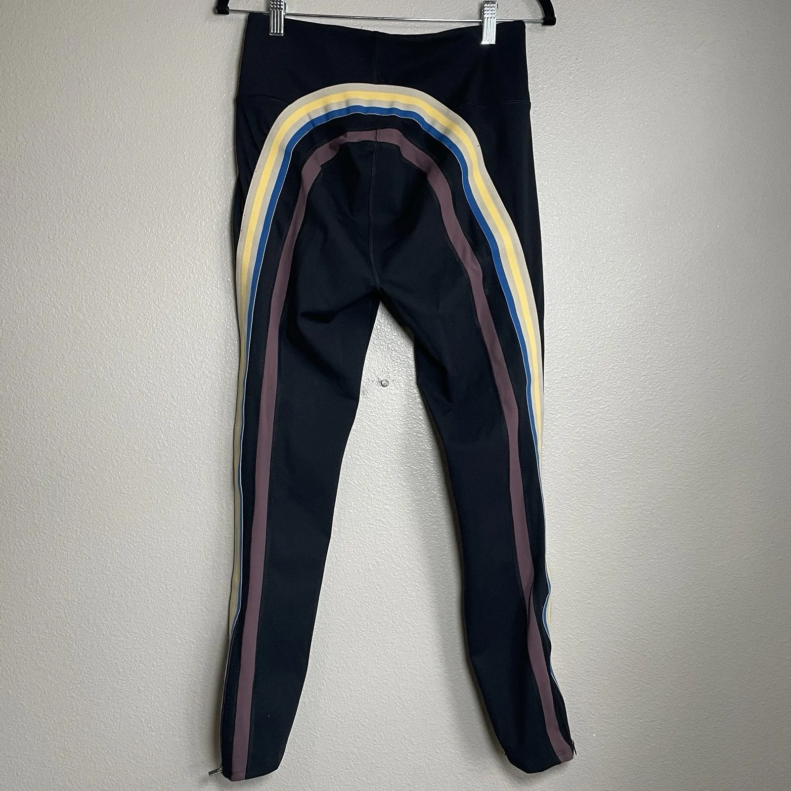 Free People Movement Run Racer Leggings Women Large High Rise Black Stripe $118. - Image 4