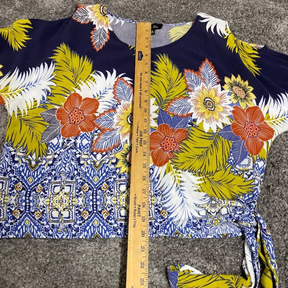 Melissa Paige Women Medium Floral Top Cold Shoulder Ties Waist and Sleeve - Image 5