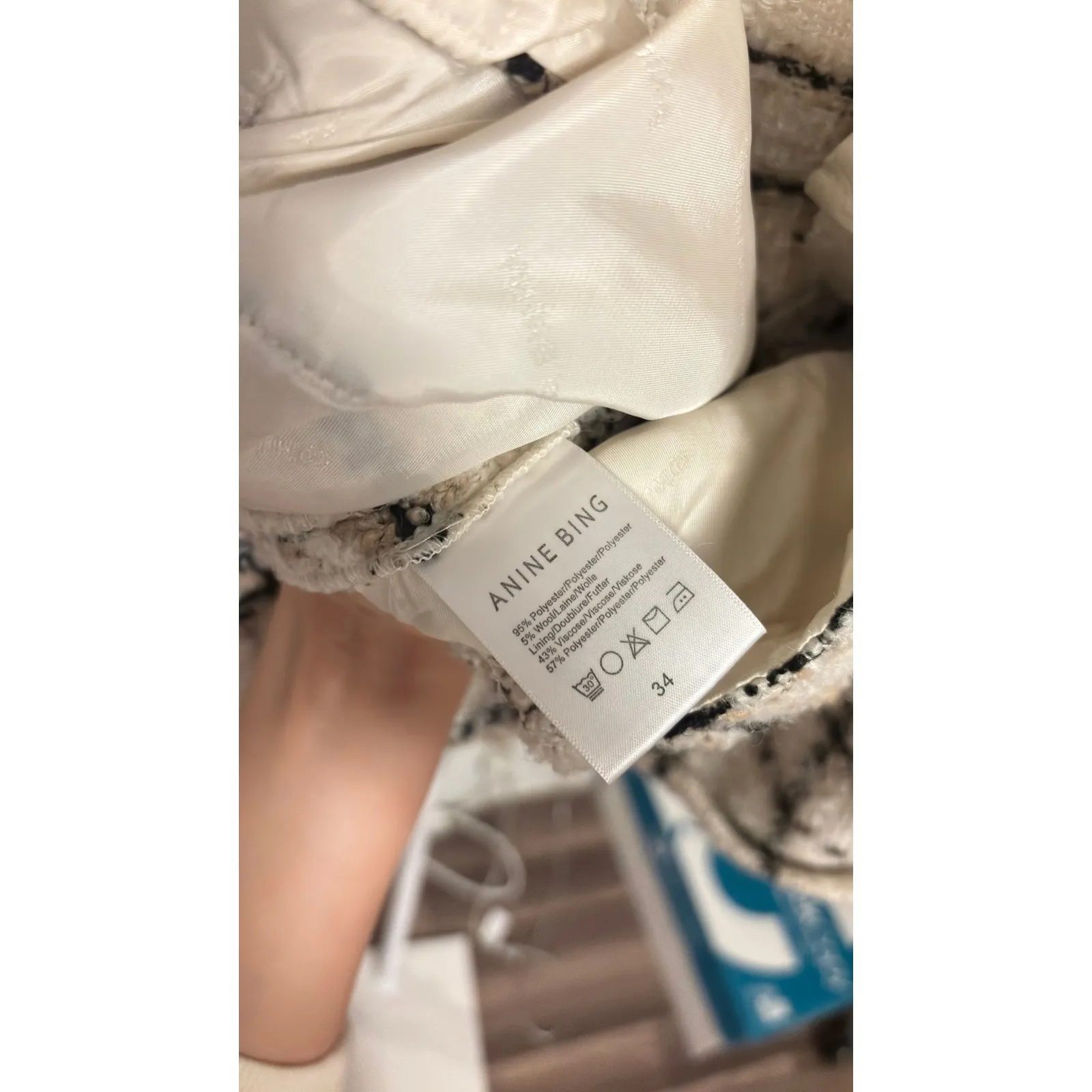 $365 ANINE BING Becky Tweed Grid Plaid Shorts High Waist Women's Size 34 - Image 11