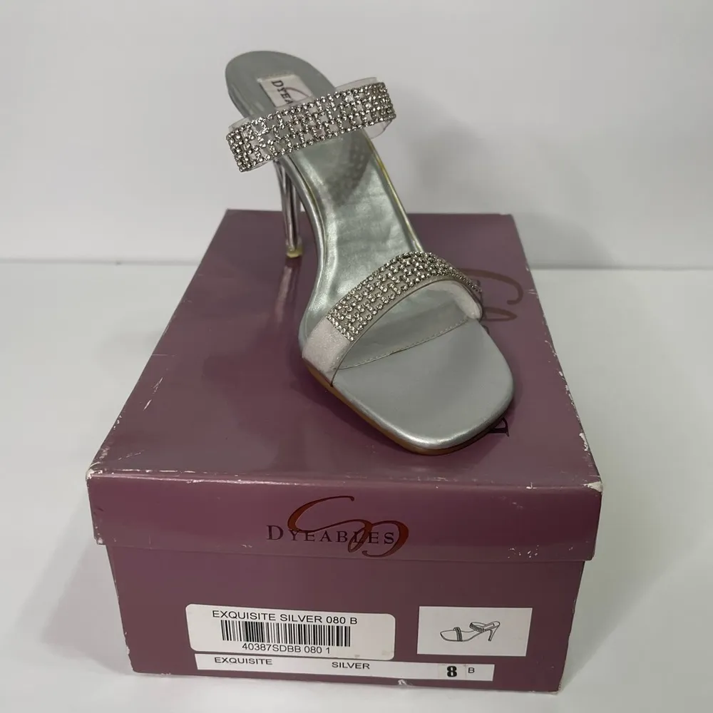 Dyeables Precious Silver Vinyl Crystals Slide Sandals Sz 8 - Image 2