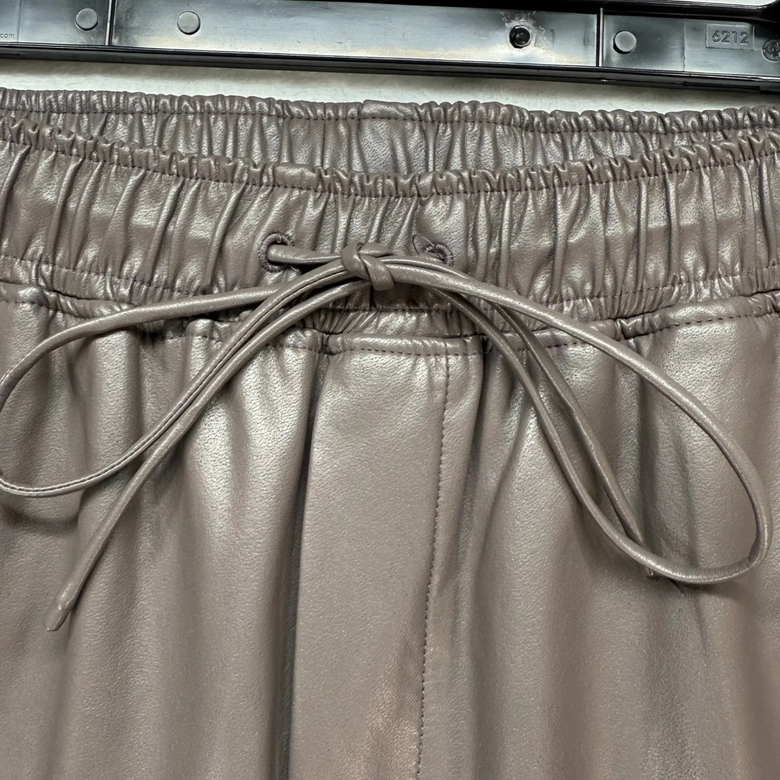 The‎ Reset Faux Leather Joggers Drawstring Casual Pants Brown XS - Image 5