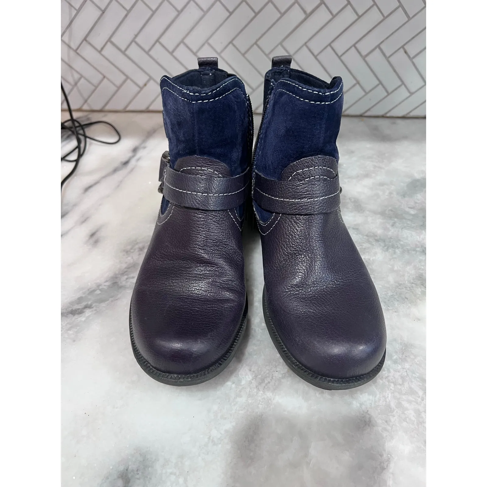 Earth Origins Paris Womens Blue Suede Zipper Ankle & Booties Boots SZ 9 - Image 3