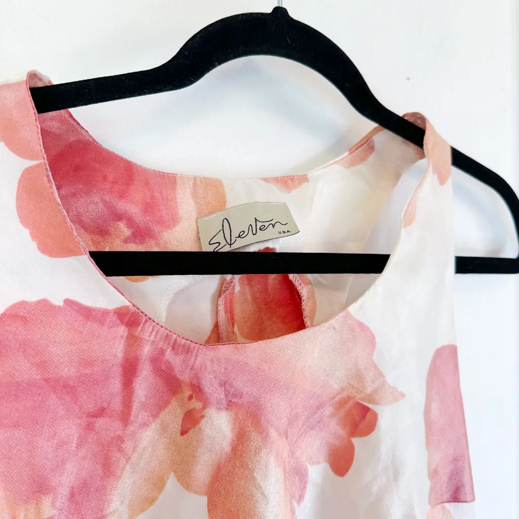 Eleven | 00s Y2K Authentic Vintage Satin Mini Floral‎ Sundress in White & Pink - Image 3