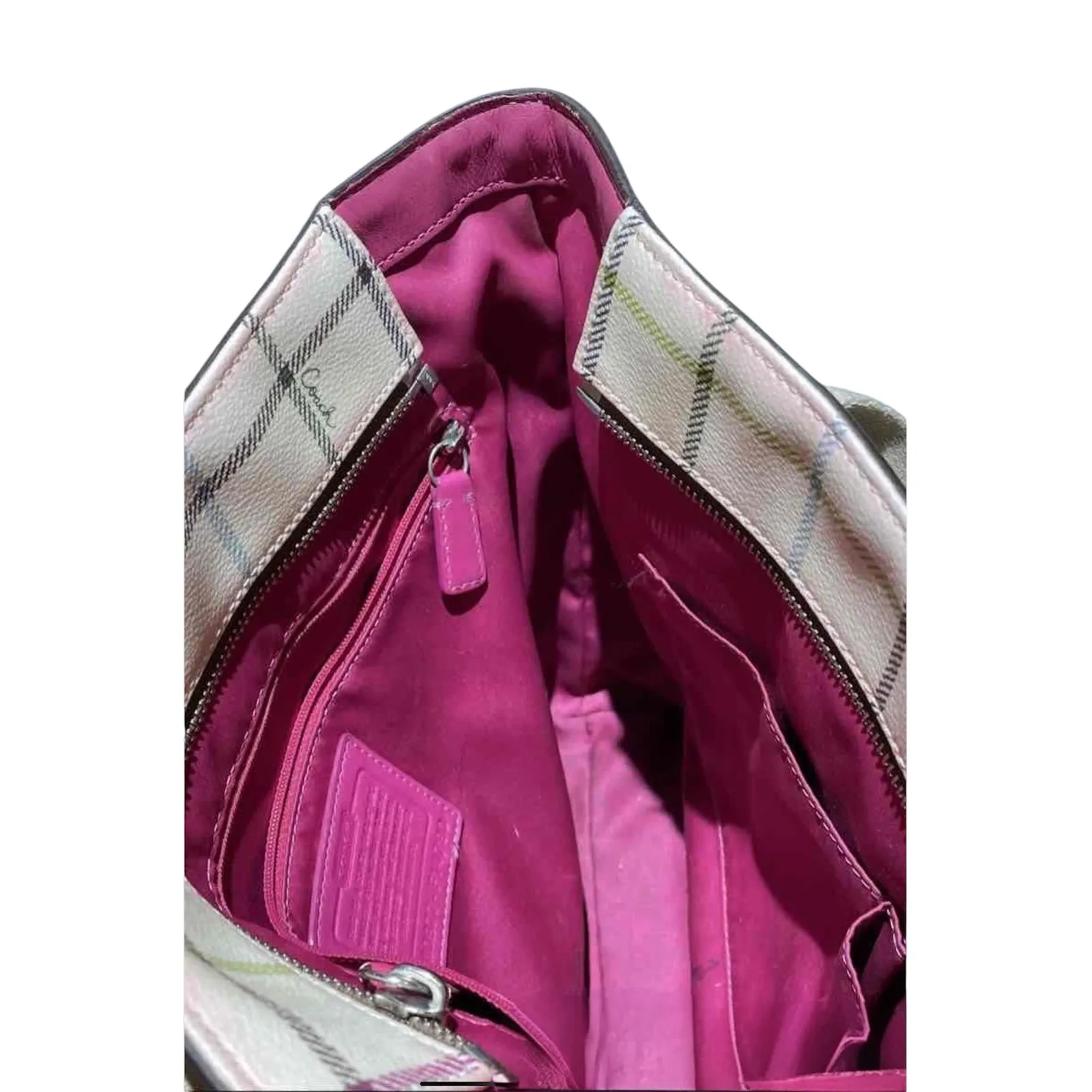 Coach‎ Heritage Tattersall Plaid Shoulder Tote Bag – Style F14790 - Image 6