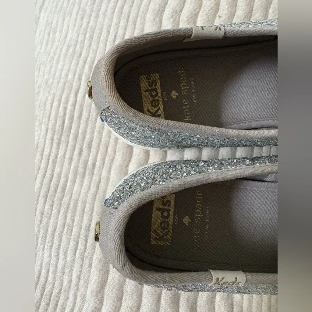 Keds Kate Spade New York Silver Glitter Slip-On Sneaker Shoes‎ Women’s size 7.5 - Image 10