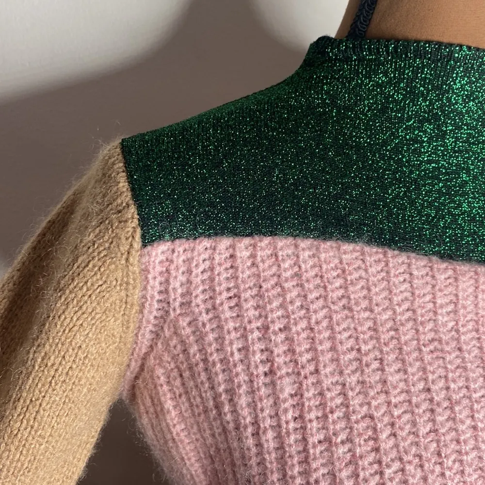 Scotch & Soda OK Bye Selina mohair blend colorblock high neck fuzzy sweater XS - Image 10