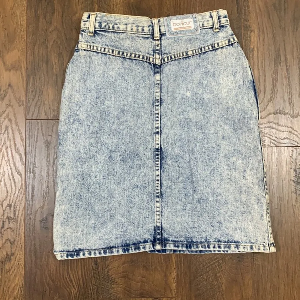 Vintage Bonjour International Acid Wash Jean Skirt - Image 4