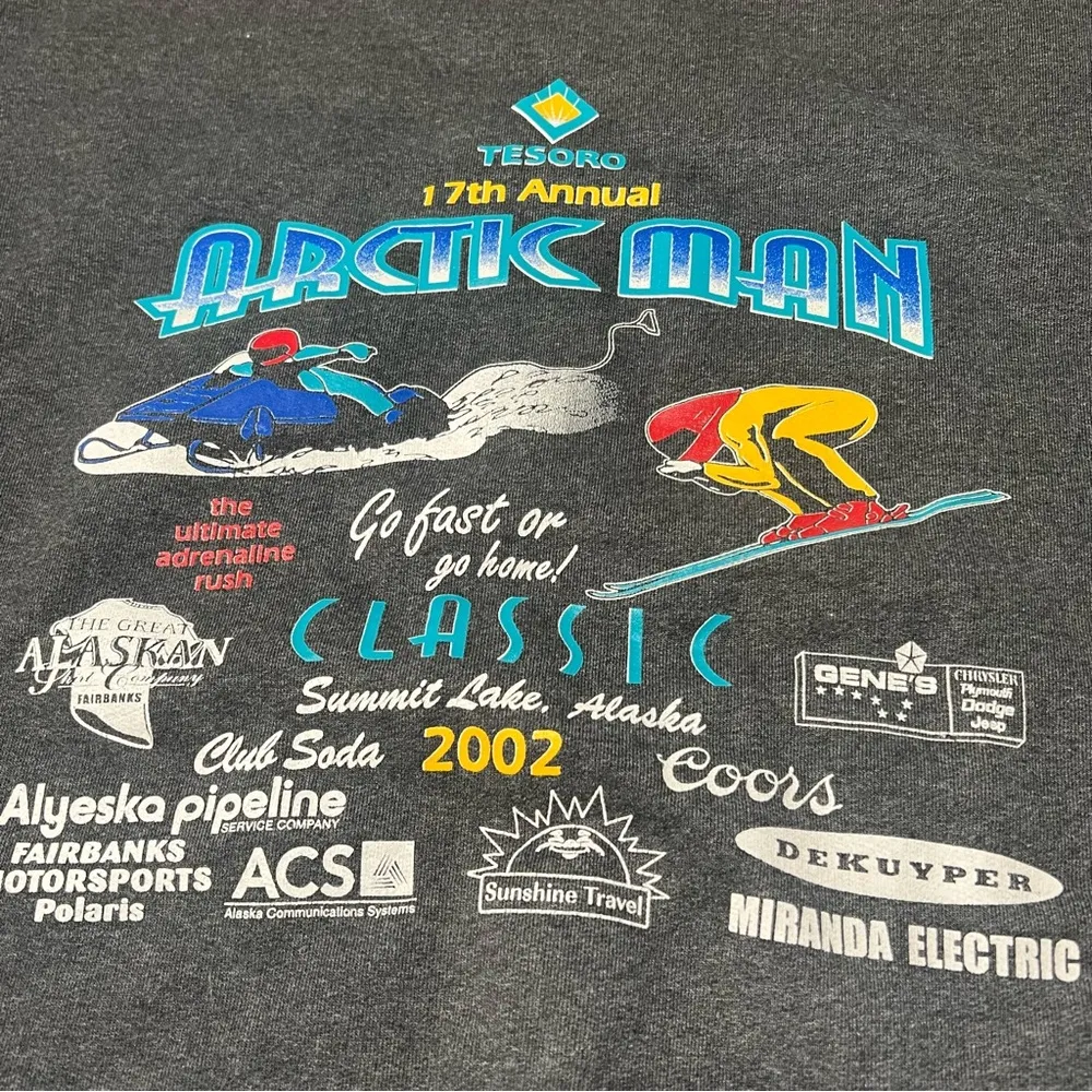 Vintage 2000s Arctic Man Classic Hanes Graphic Sweatshirt Gray Large - Image 4