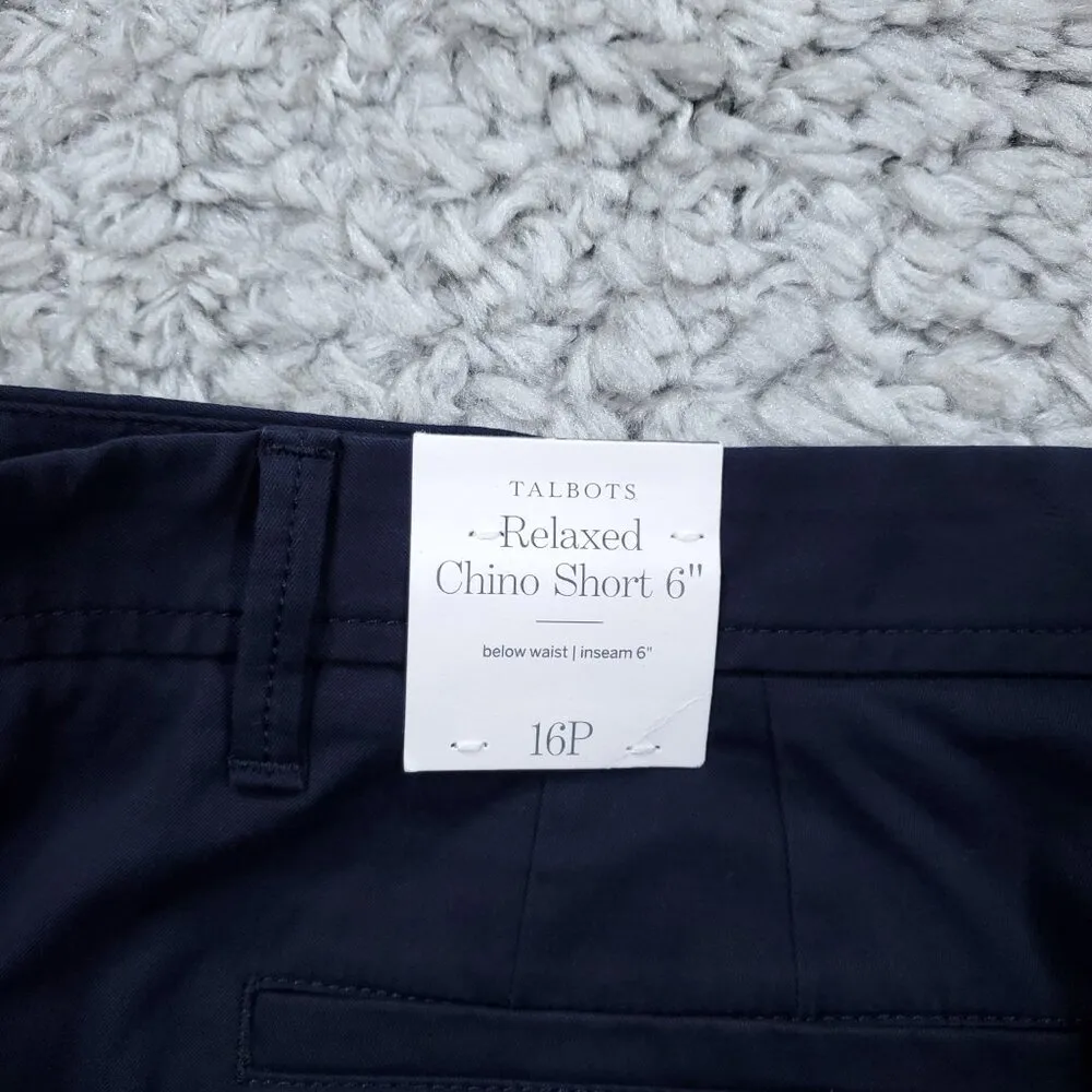 Talbots Relaxed Chino Shorts 6” Women's Size 16P Petite Supersoft Navy Blue - Image 4