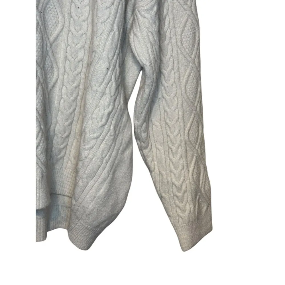 Aelifric Eden Women's Sweater Cable Knit Pullover Long Sleeve Oversized White XL - Image 2