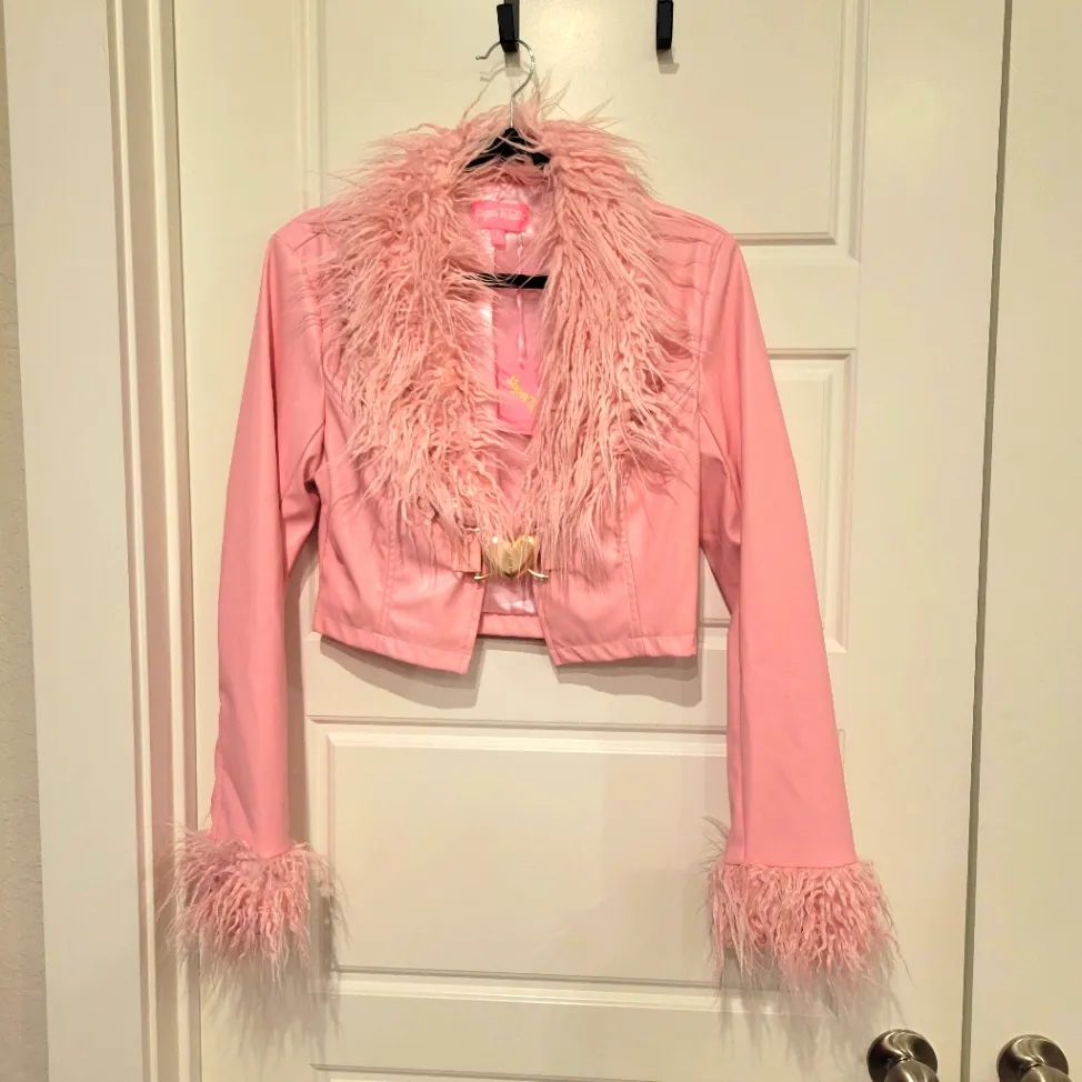 SUGAR THRILLZ MAKE 'EM PAY CROPPED JACKET SIZE SMALL NWT Pink - Image 2