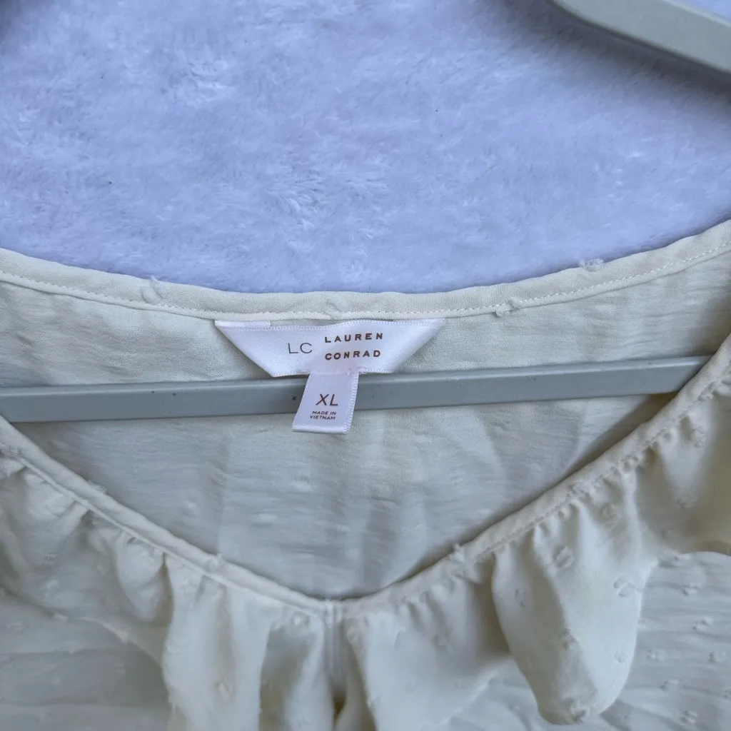 LC Lauren Conrad Cream Ruffle Blouse - Image 2