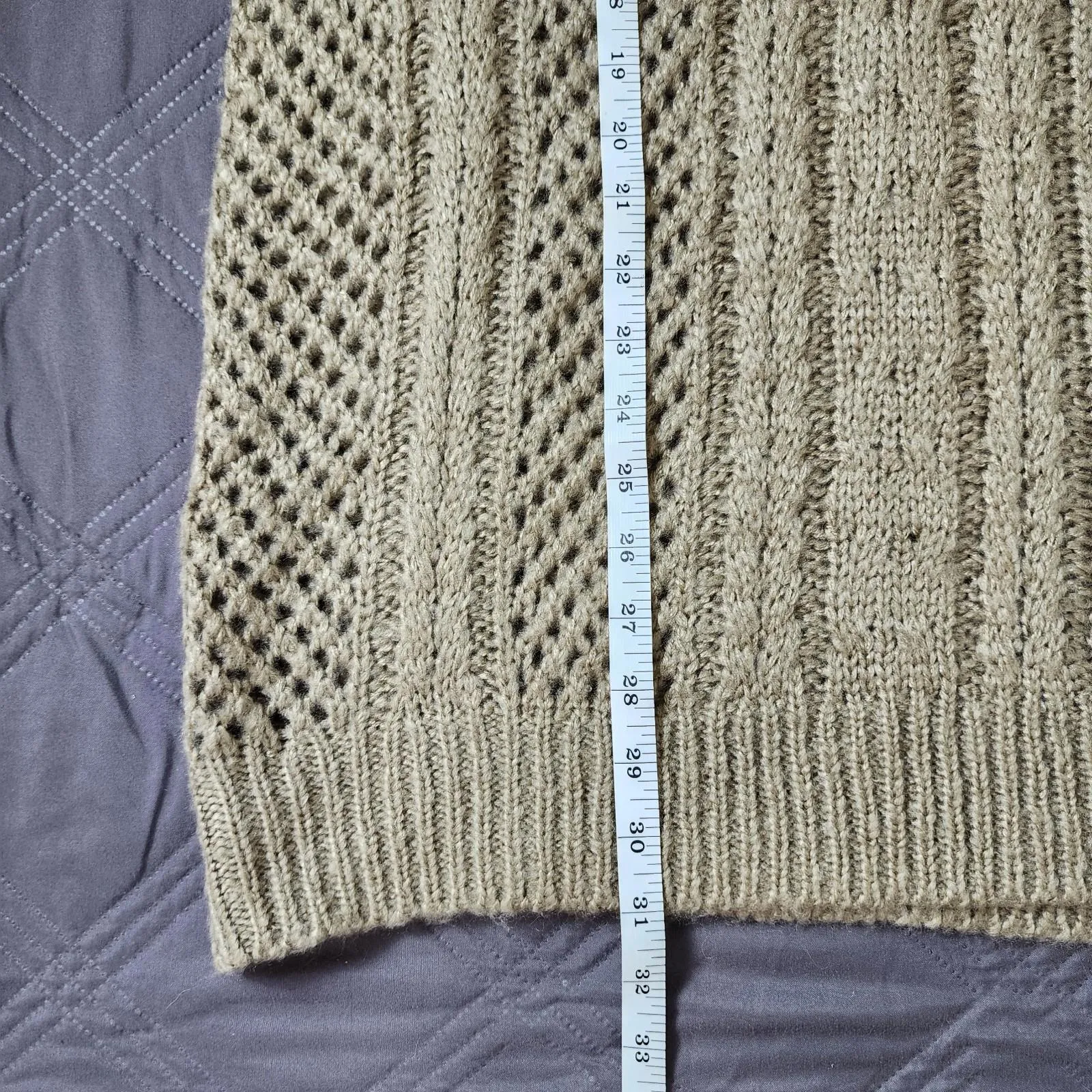 Anthropologie John+Jenn Cable Knit Tunic Sweater Tan Chunky Hygge Boho Cottage - Image 7