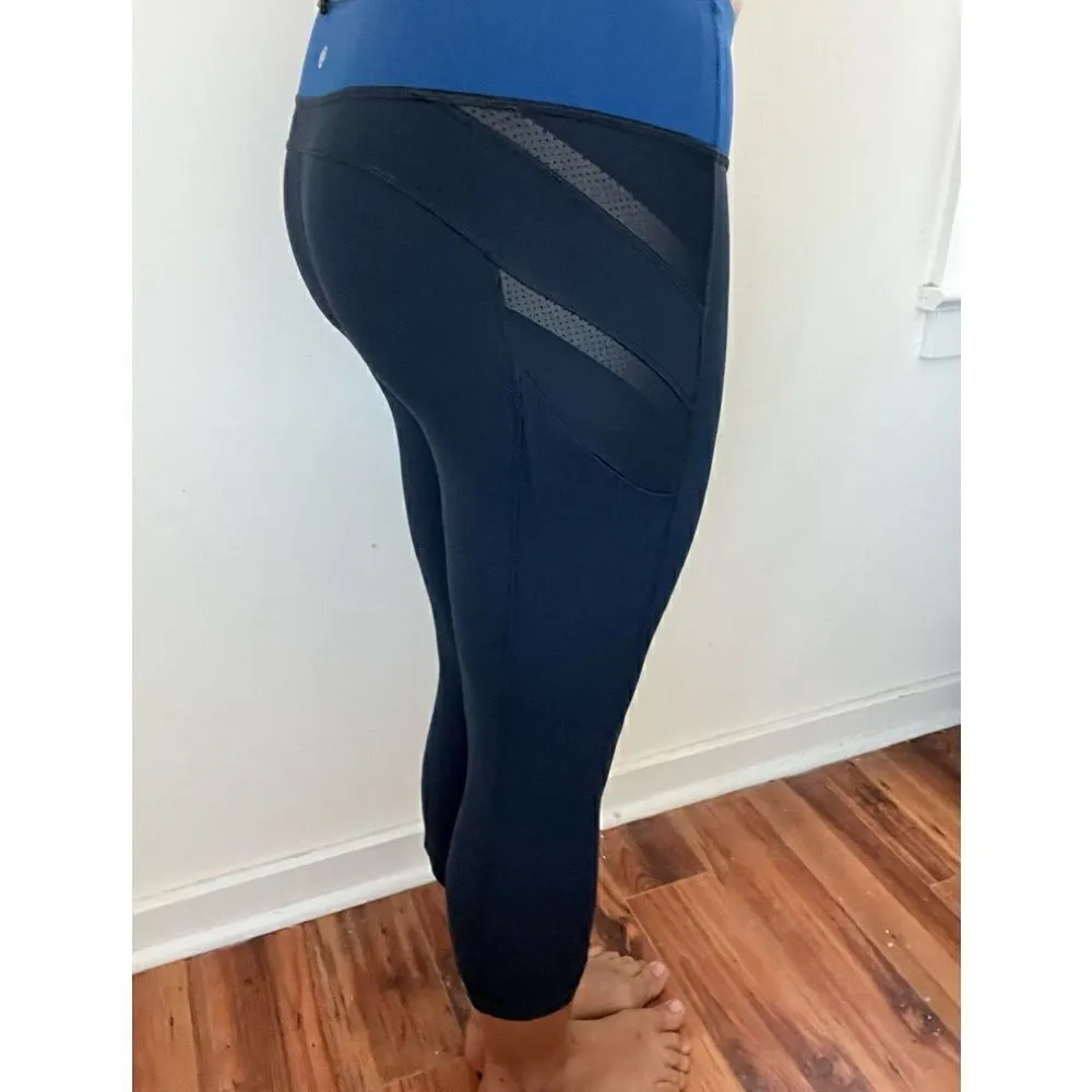 Lululemon Athletica Navy Blue Mesh Pocket Detail leggings Inseam 21” Size 8 - Image 2