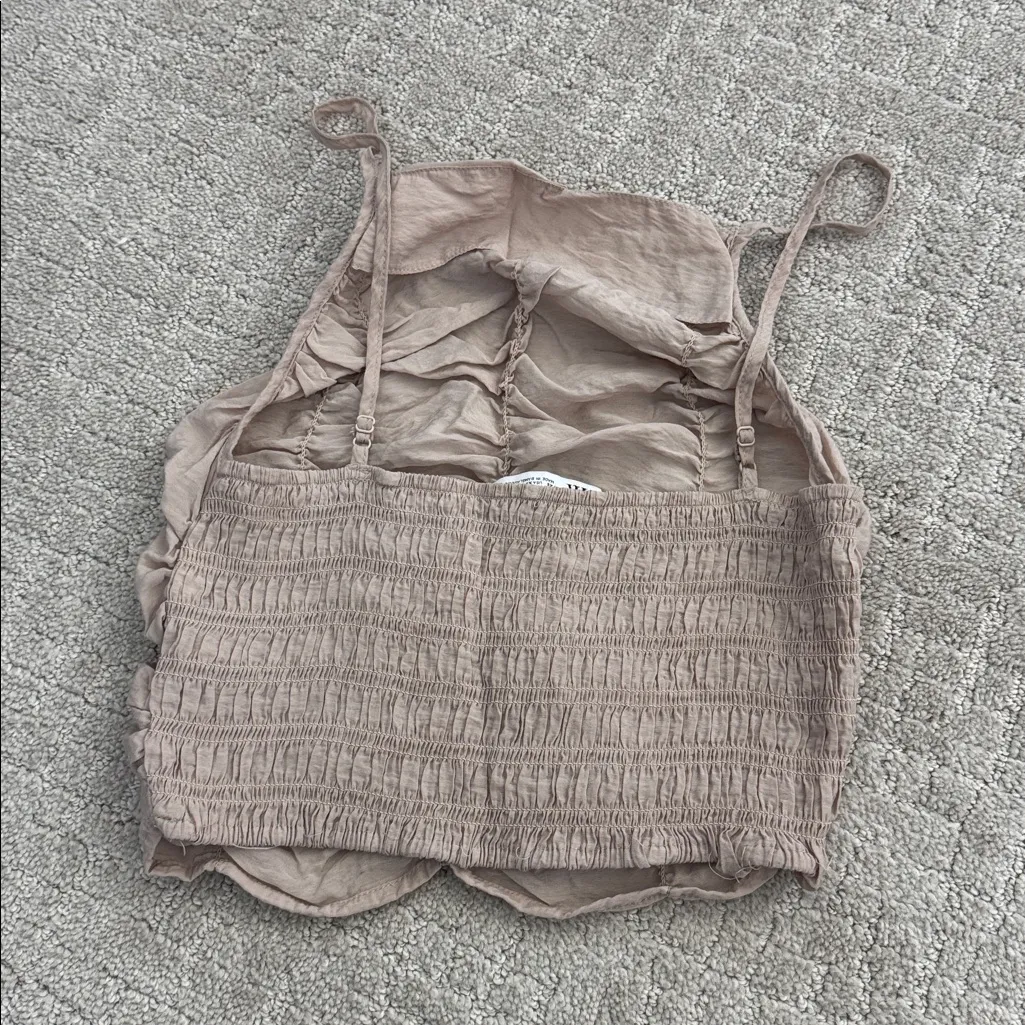 Zara beige offwhite peasant tank top Blouse - Image 3