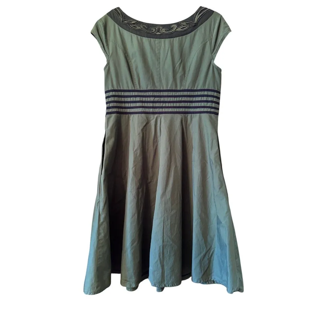 eShakti Custom forest green / black Jacki O style retro pockets 100% cotton - Image 3