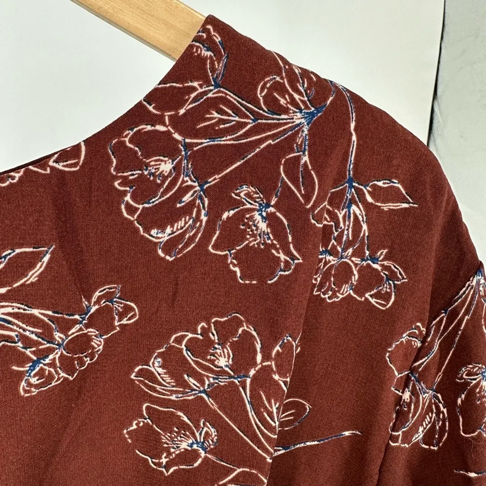 Dress Forum Brown Floral Print Back Slit Mini Dress size Medium NWT - Image 5