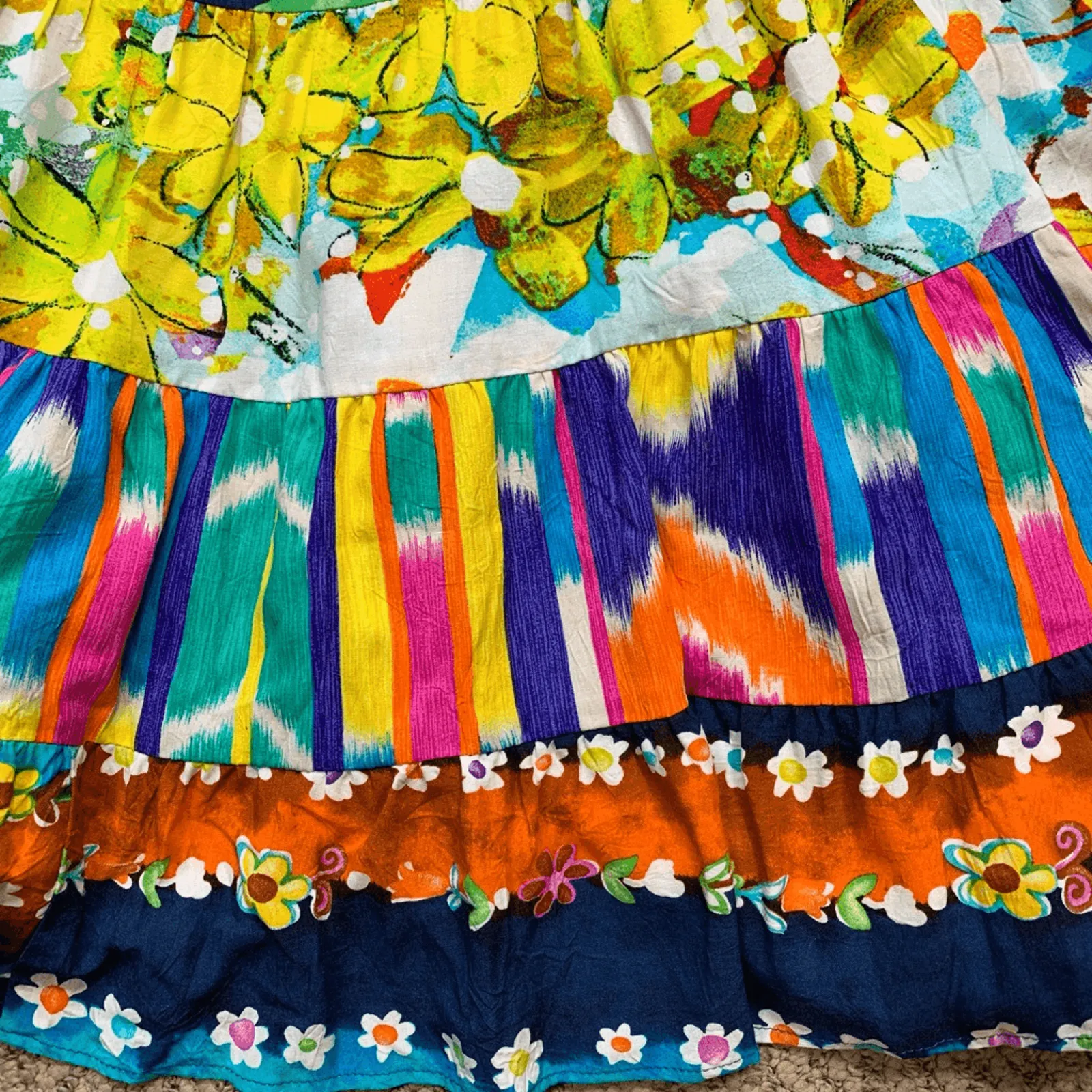 Jams World Hattie Coral Abyss Navy Dress Large Colorful Bird Animal Print Floral - Image 7