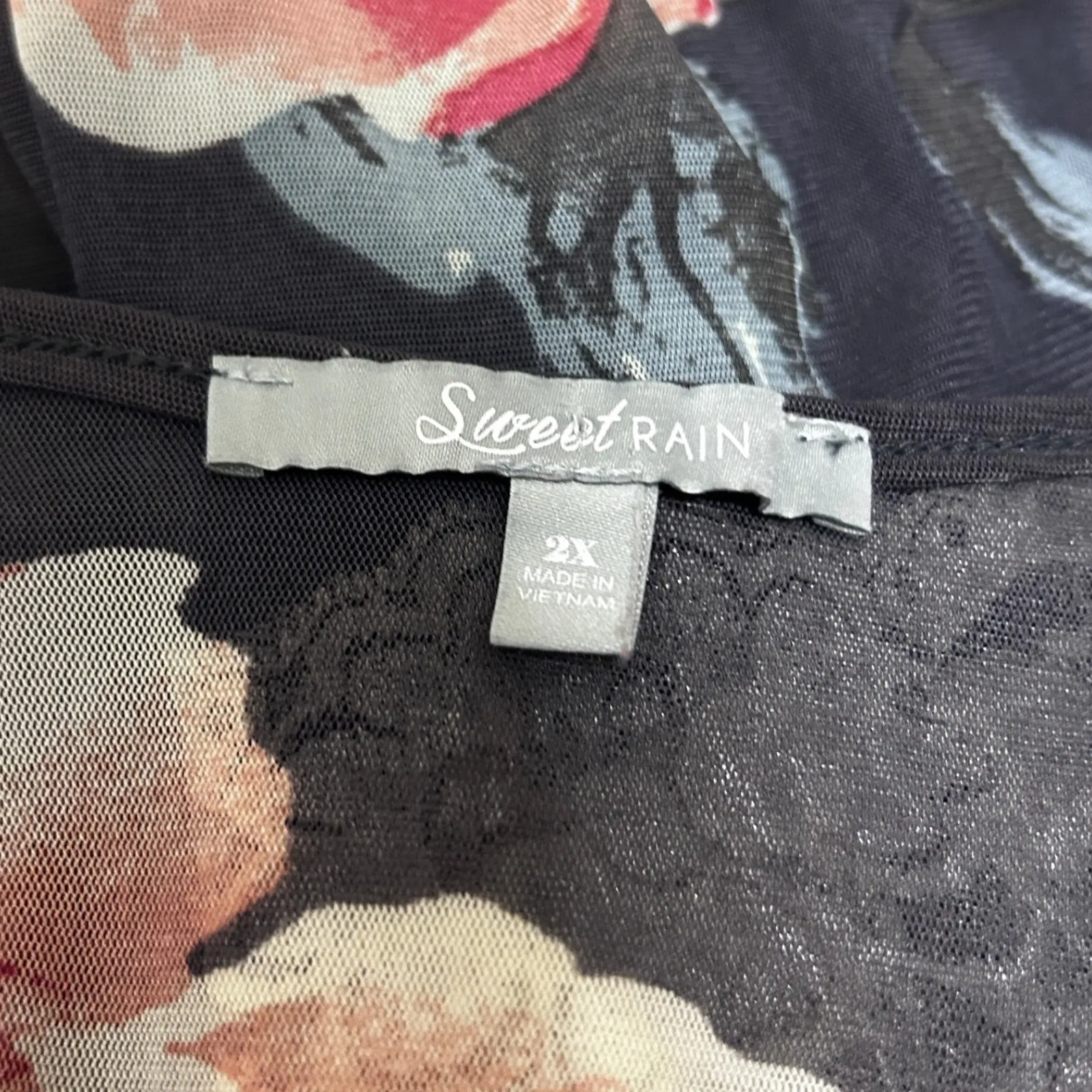 Sweet Rain 2X Sheer Floral Lace Trim Kimono Cardigan Black Pink Boho‎ Romantic - Image 7