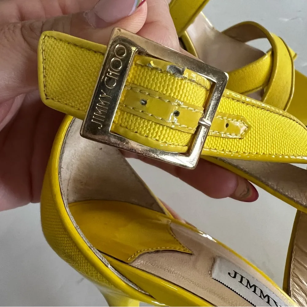 Yellow Patent Heels. Size 37(US 7) - Image 6