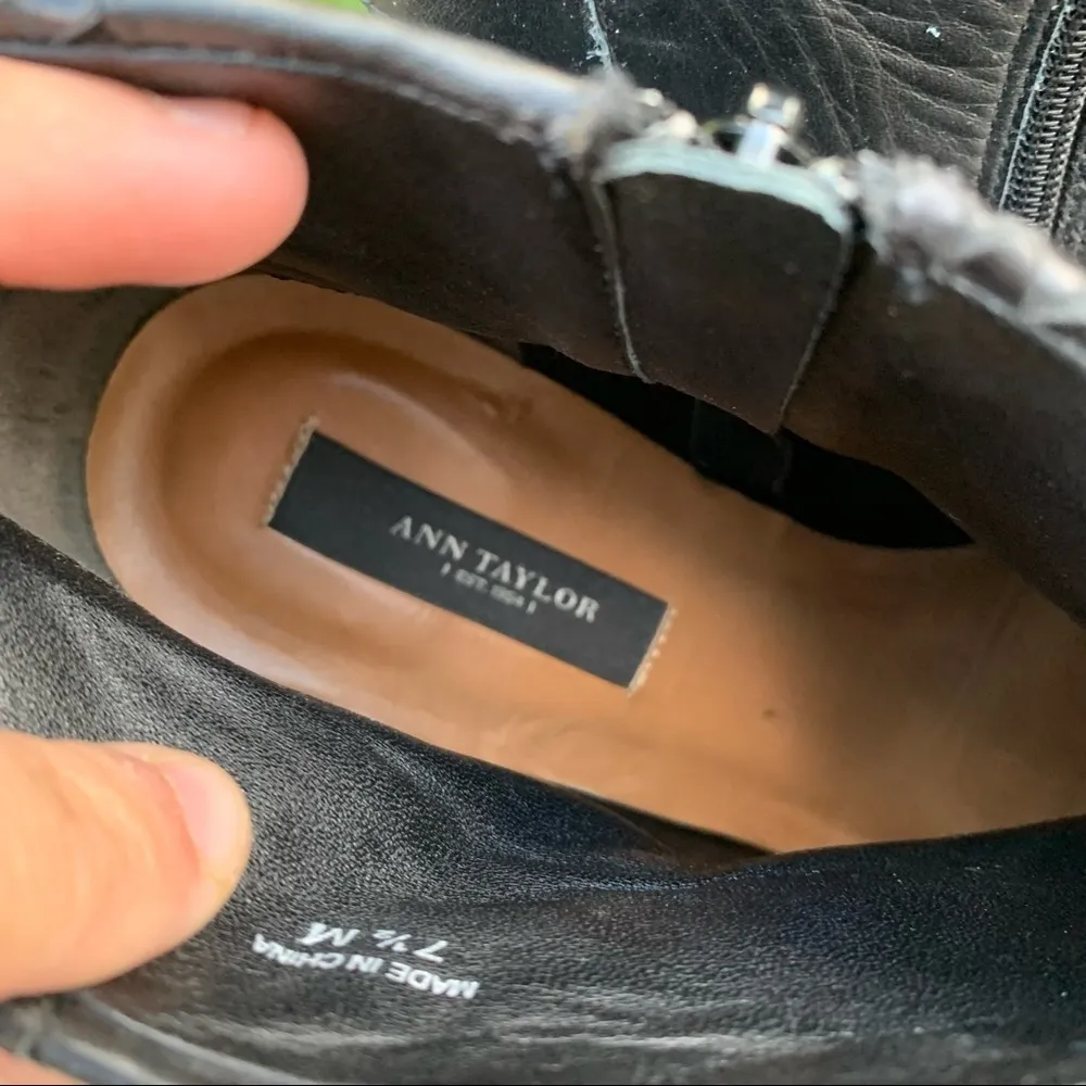 Ann Taylor Black Leather Stiletto Booties Faux Snakeskin - Image 68