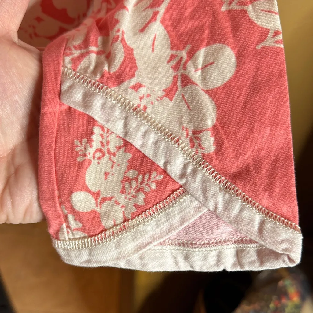 Garnet Hill Asian Wrap Organic Cotton Pajama Top Pink Floral Size XS - Image 4