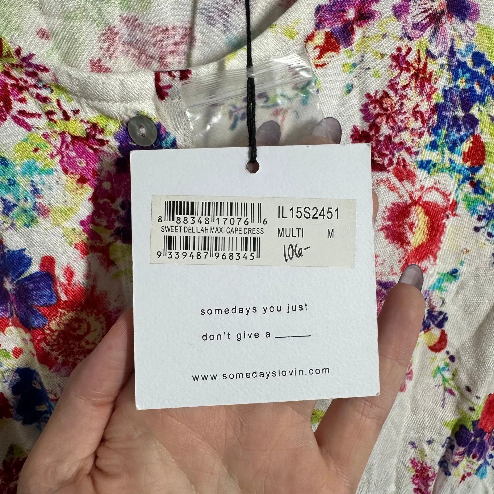 SomeDays Lovin Dress M Cream Floral NWT Button Down Front Slit Maxi Boho Concert - Image 5