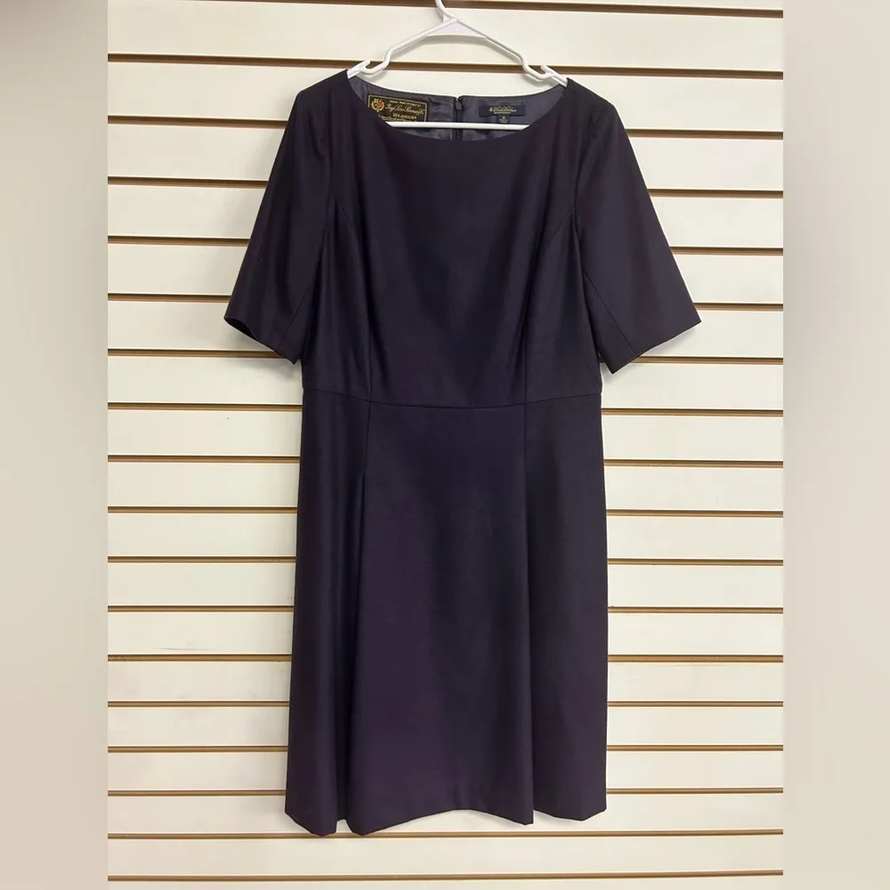 Brooks Brothers Wool Plum Colored A-Line Career Dress Size 12 Ing. Loro Piana C. - Image 2