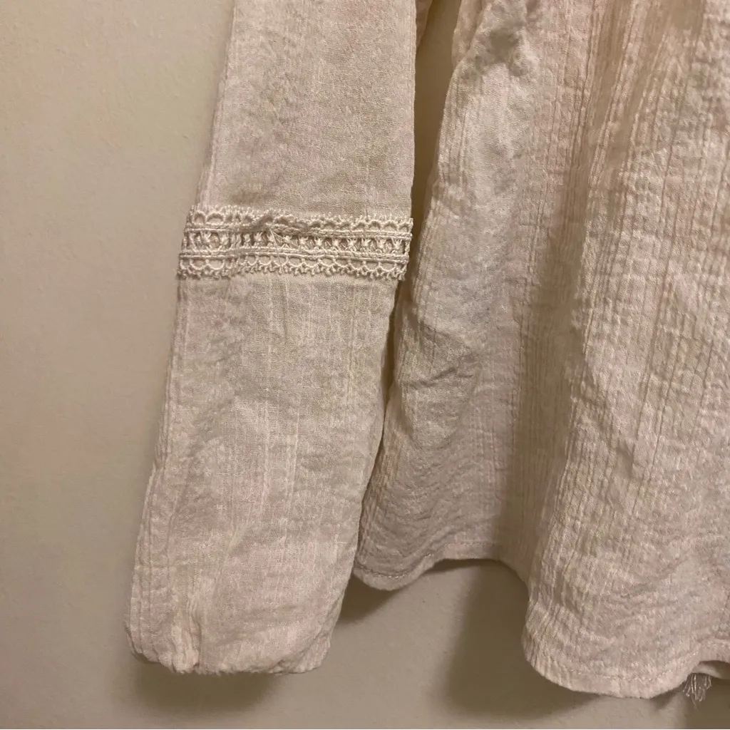 H&M Divided Womens Ivory Peasant Top Blouse Shirt M 42” V Neck Boho Cottagecore - Image 7