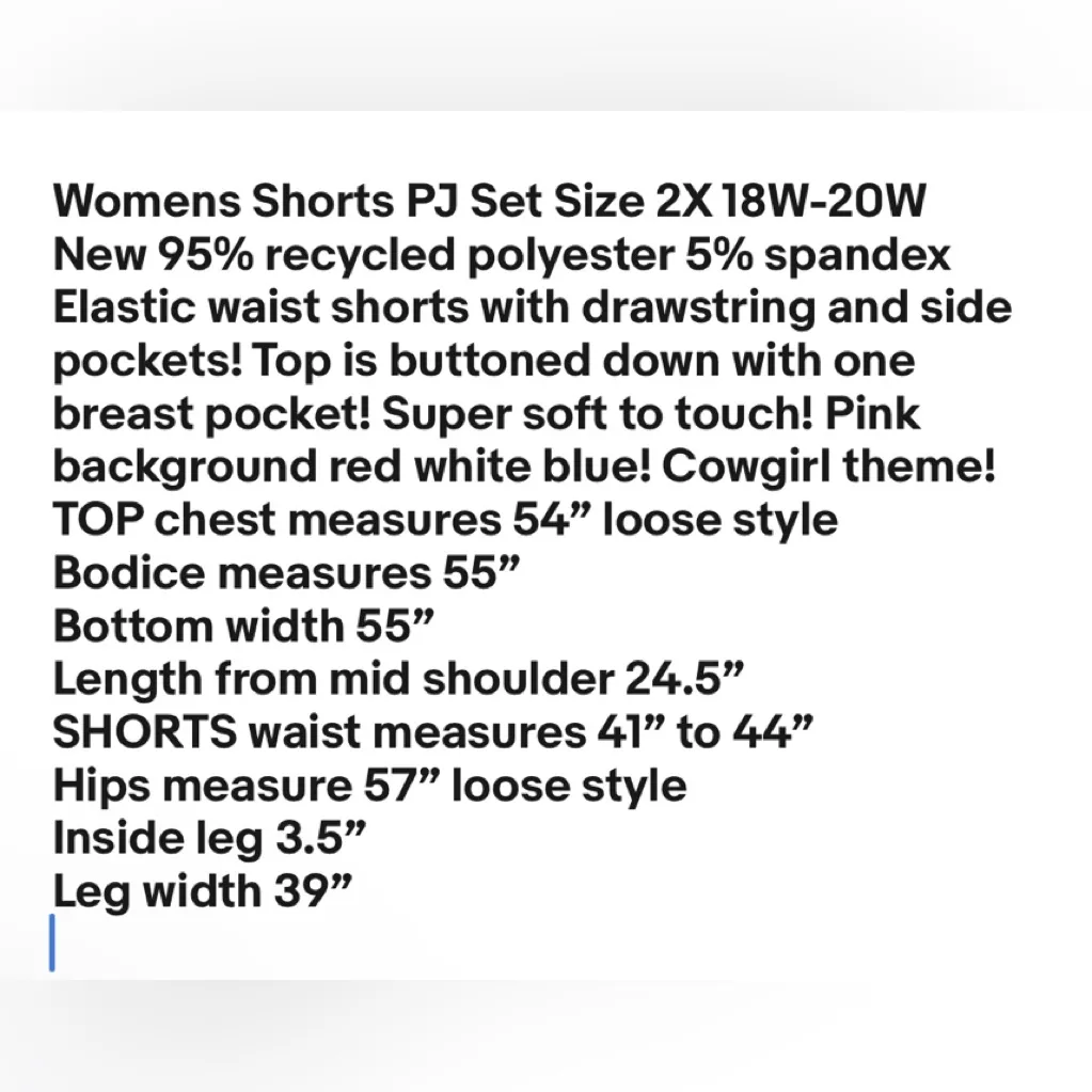 CELEBRATE Patriotic Womens Shorts PJ Set Size 2X 18W - Image 8