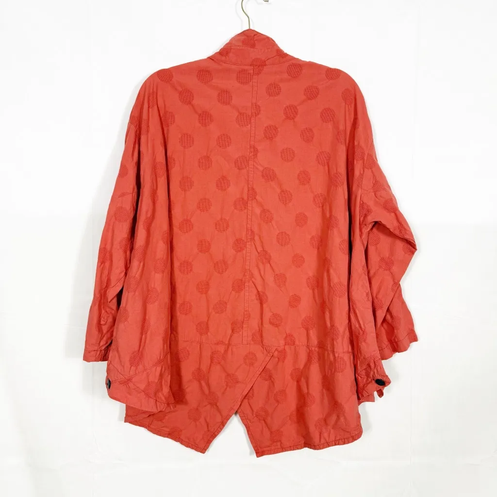 Dress To Kill Textured Cotton Split Back Tunic Lagenlook Rust Relaxed Button Size undefined - Image 2