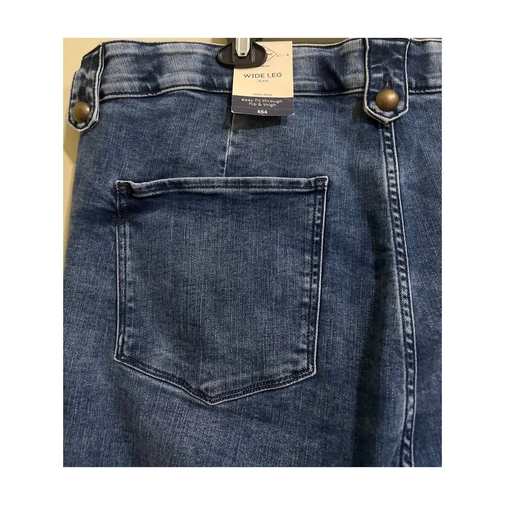 St. John’s Bay Wide Leg Easy Fit High Rise Stretch Blue Denim Sailor Jeans - Image 7