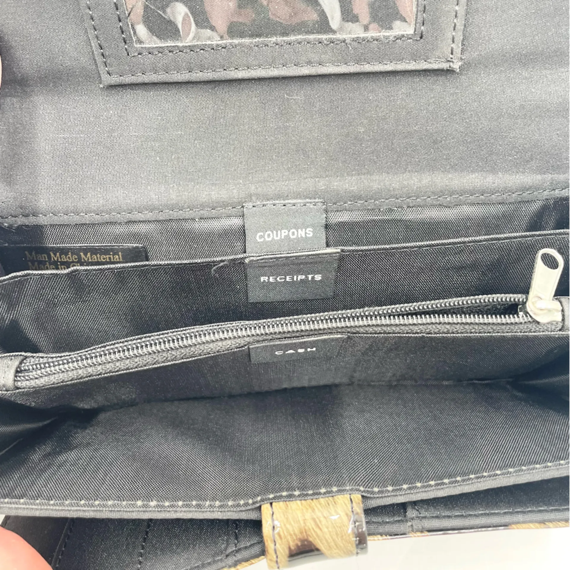 Women's Leopard Print Faux Patent Leather Organizational Foldover Wallet Clutch Brown - Image 5