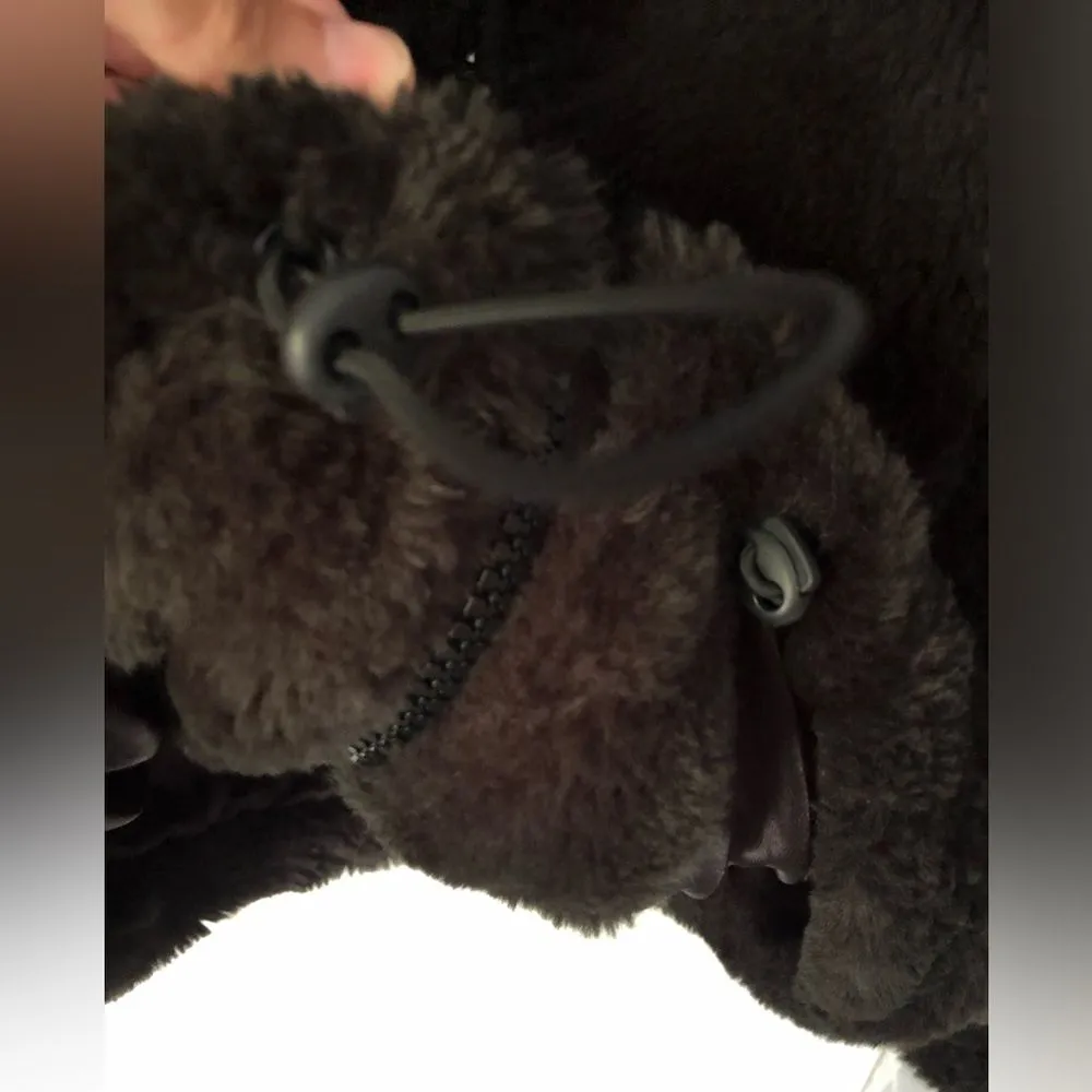 Urban Outfitters Teddy Faux Fur Coat jacket drawstring oversized women sz S zip - Image 5