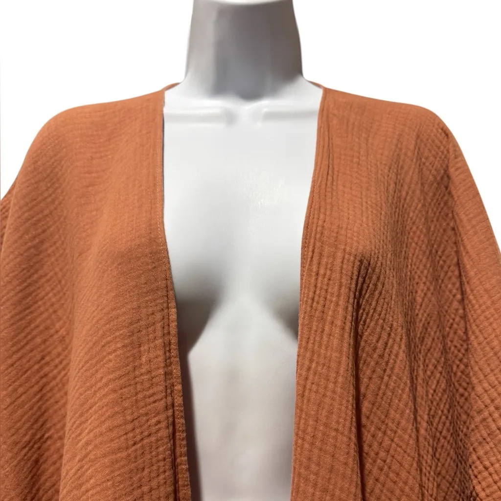Universal Threads Universal Thread Textured Gauze Kimono Wrap Shawl Rust Brown One Size - Image 2