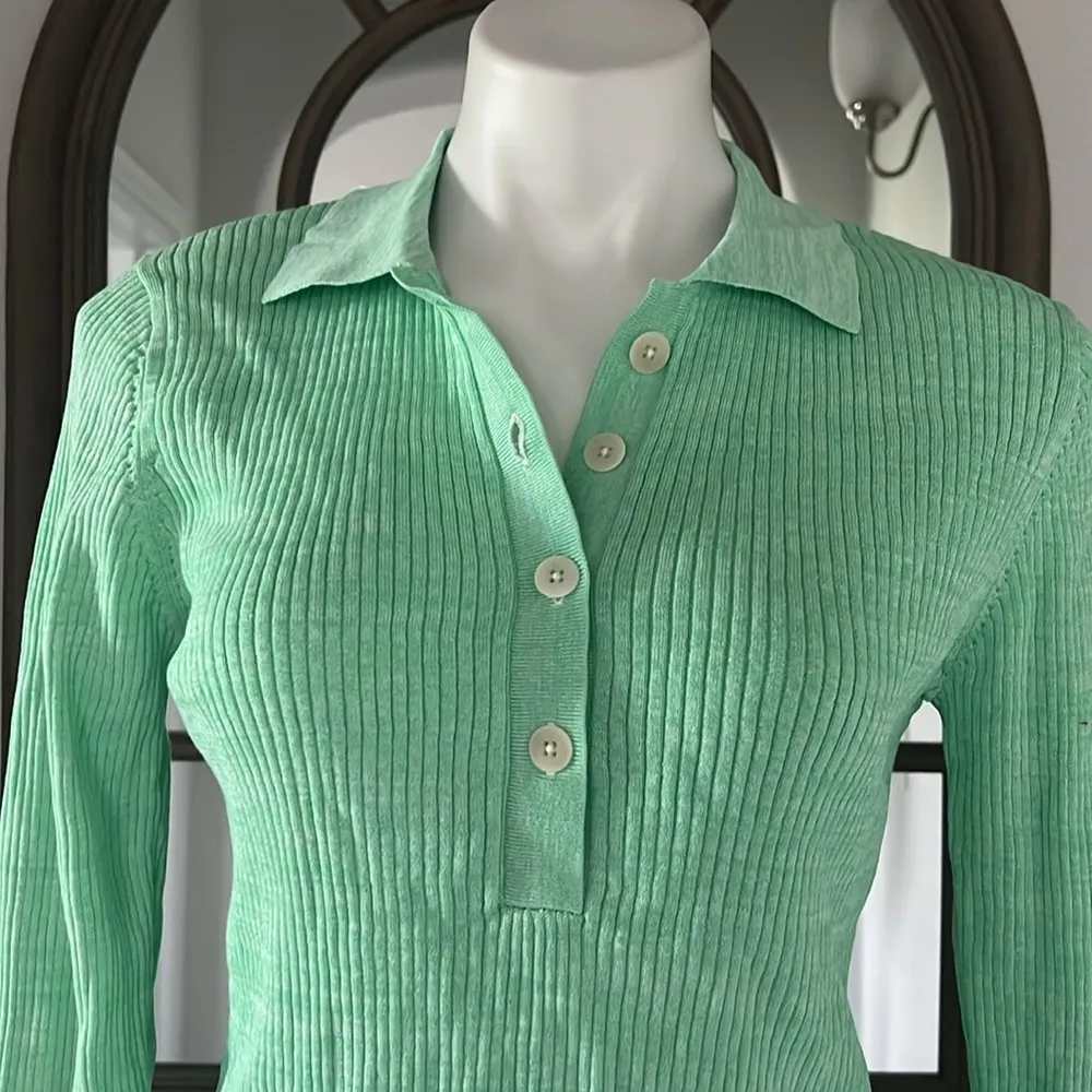 New REMAIN Bastina Knit Long Sleeve Polo Top, RM1327 Green Size 42 New w/Tag - Image 12