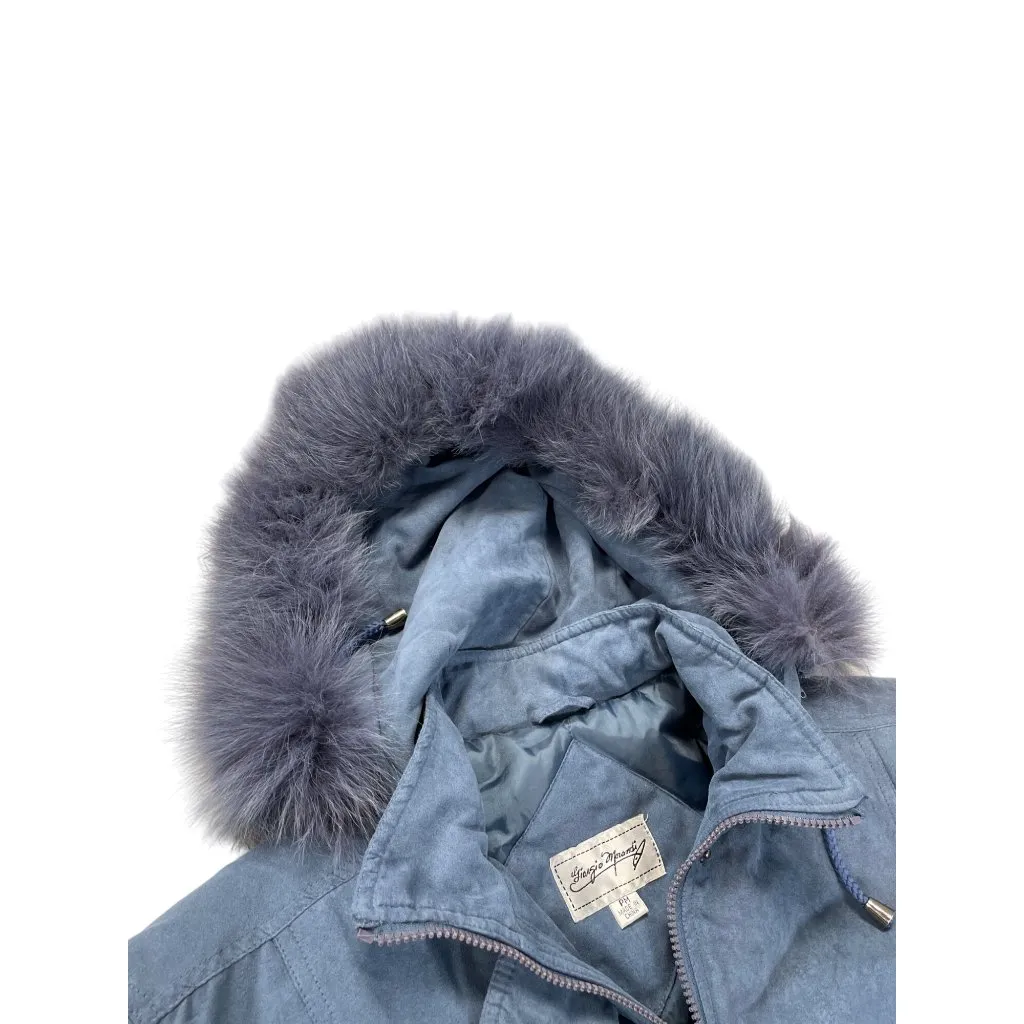 Vintage Giorgio Armani Womens blue Faux Fur Hood Parka coat size PM SKU 9271 - Image 5