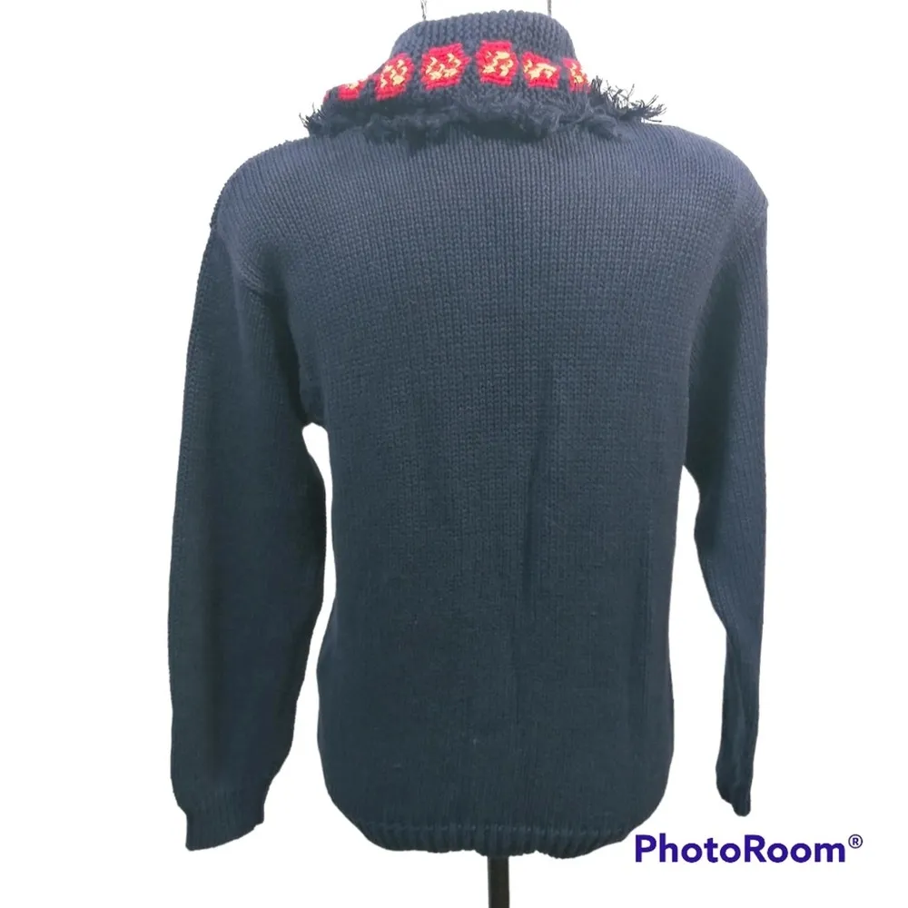 The Eagle's Eye 90's Blue Knit Sweater Southwestern Embroidery Size S - Image 2