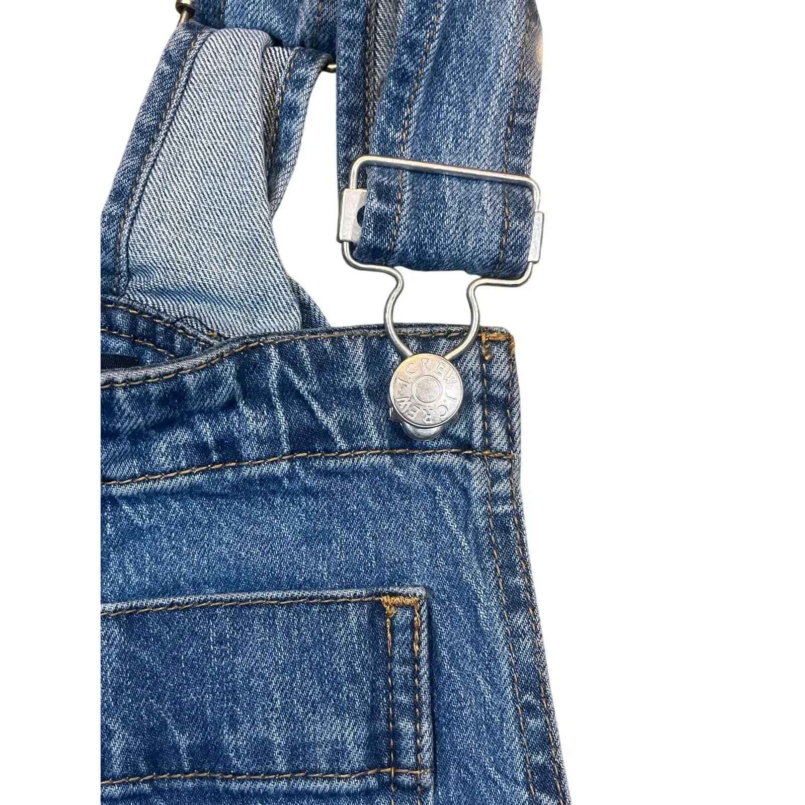 J.Crew Woman‎ Size XS Shortalls Denim Shorts Overalls Blue Pockets Boho - Image 2