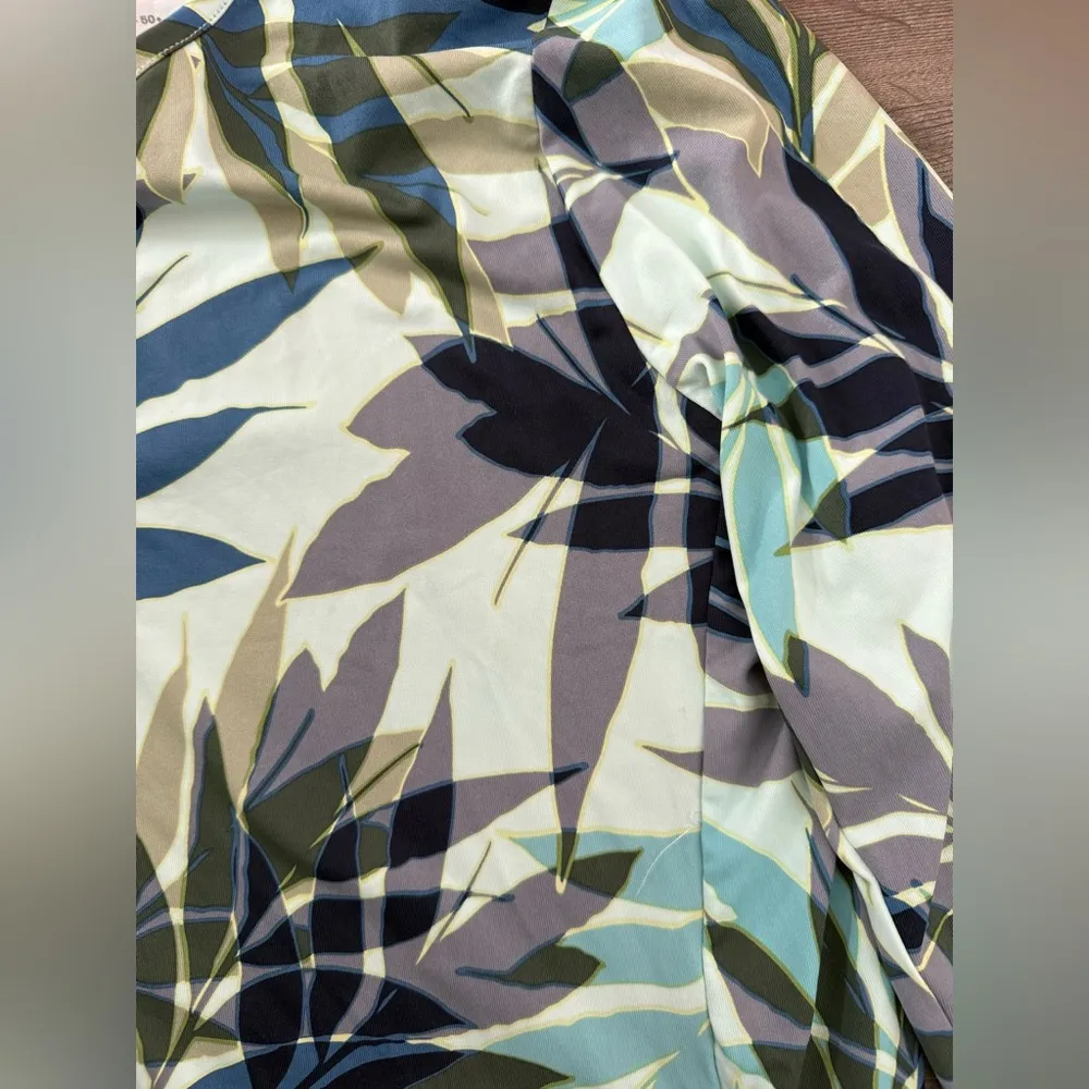 Hang Ten Plant Fitted Long Sleeve UV Protect Top Size Large Blue Pocket Outdoor - Image 10