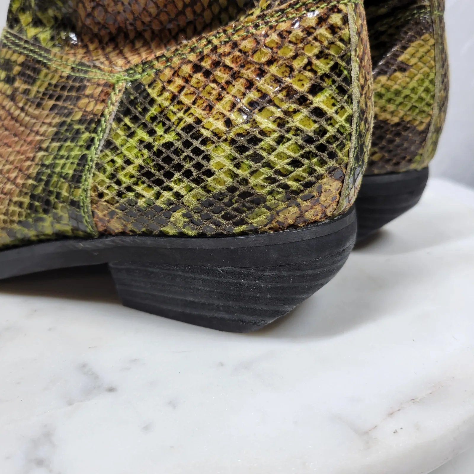 Kelsie Dagger Snakeskin Ankle Boot Womens 7 Green Leather Rodeo Western Cowgirl - Image 14