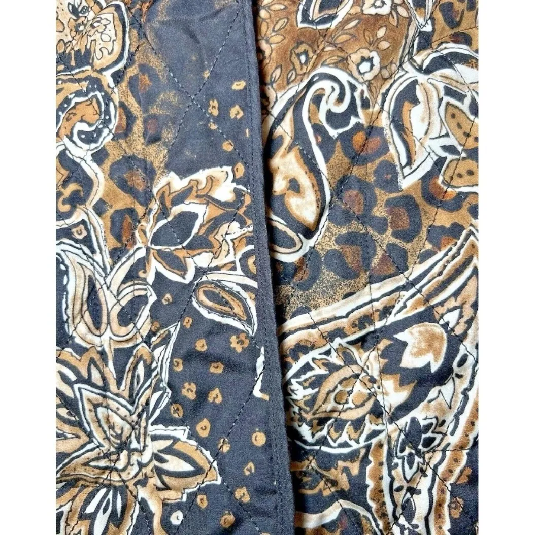 Requirements Quilted Jacket Womens Large Brown Tan Paisley Lightweight Boho Chic - Image 7